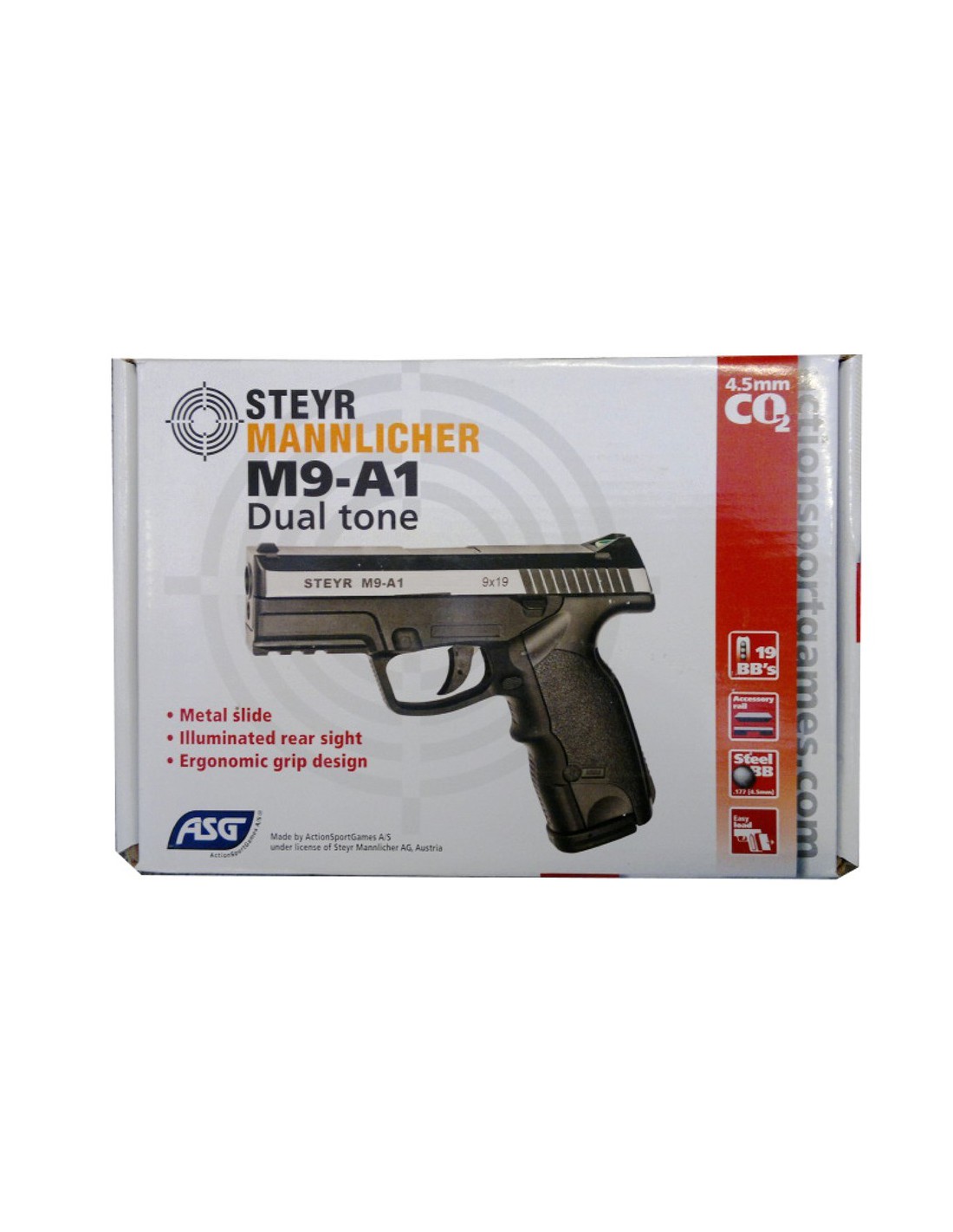 Pistolet Steyr M9 A1 visée fibre optique airsoft co2