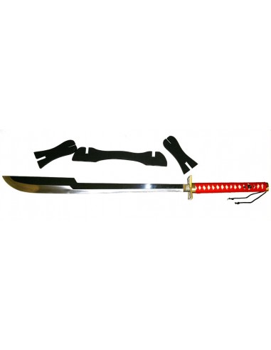 Sabre japonais blade tresse rouge 104 cm avec support