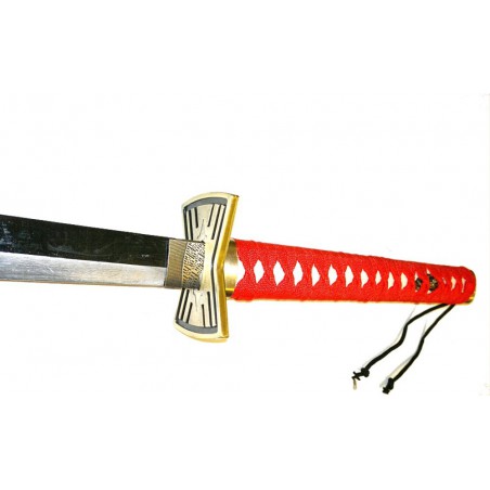 Sabre japonais blade tresse rouge 104 cm avec support