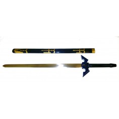 Sabre japonais blade manche bleu etui bleu et or