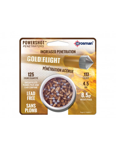 125 diabolos acier (sans plomb) Crosman Gold Flight (Penetrators) 4.5  pointus - Armurerie Loisir