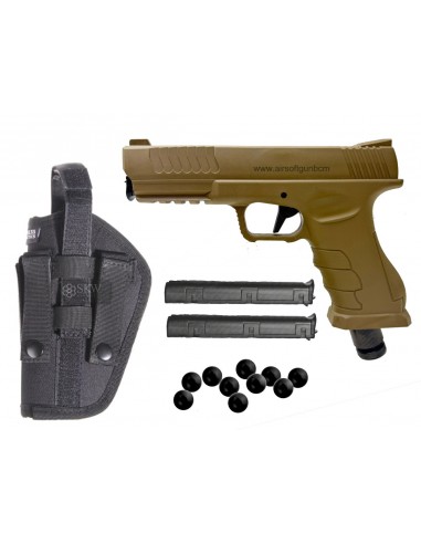 Pack defense GS50 V2 Tan Cal 50 Balles Caoutchouc CO2 18 Joules